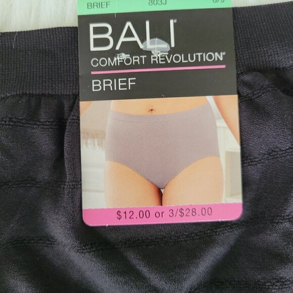 Bali Comfort Revolution Microfiber Brief Panty Black Stripe DF803J Size 8/9 - Picture 5 of 8